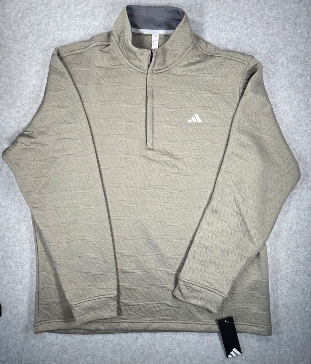 Adidas Men's XL Adi Pattern 1/4 Zip Pullover Silver Pebble Geometric NWT New